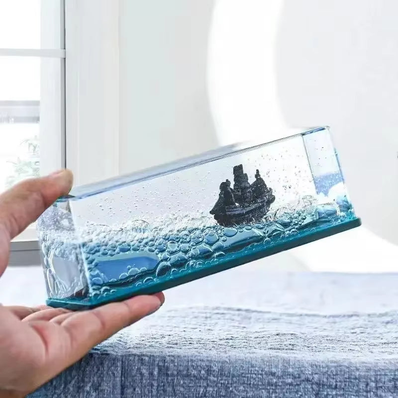 Captivating Black Pearl Pirate Ship Drift Bottle - A Nautical Touch for Your Living Room or Office