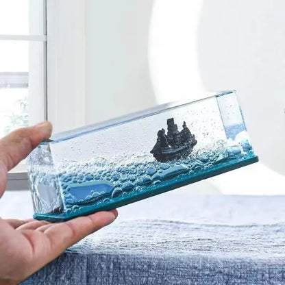 Captivating Black Pearl Pirate Ship Drift Bottle - A Nautical Touch for Your Living Room or Office