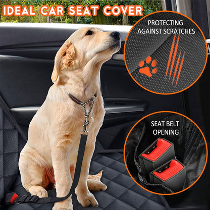 Ultimate Waterproof Dog Car Seat Cover - Back Seat Protector for Pets and Kids, Non-Slip Design Fits Most Cars, Trucks, and SUVs - Black