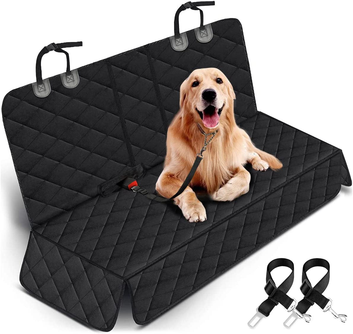 Ultimate Waterproof Dog Car Seat Cover - Back Seat Protector for Pets and Kids, Non-Slip Design Fits Most Cars, Trucks, and SUVs - Black