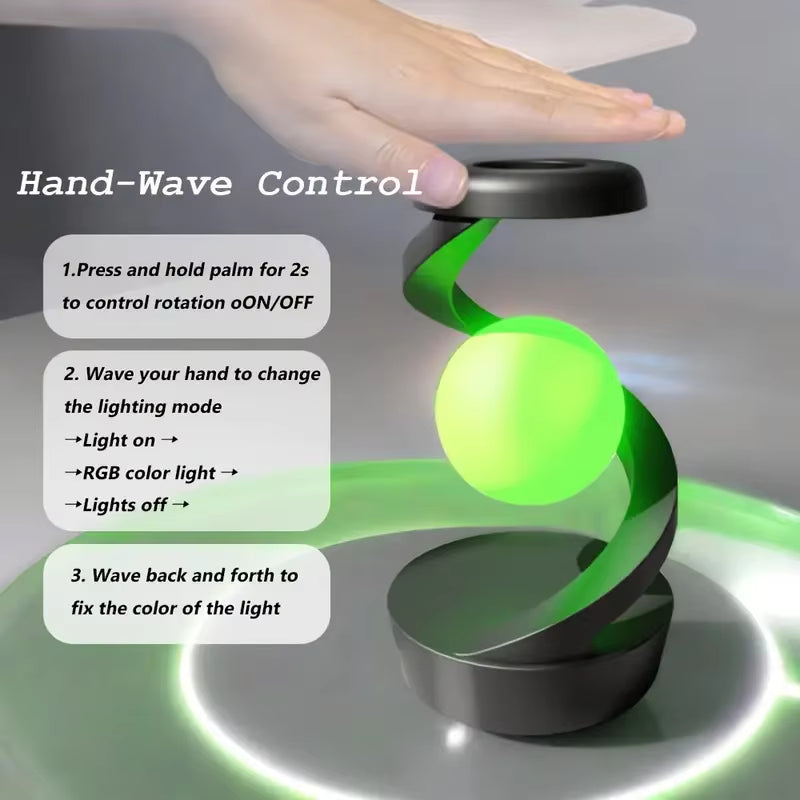 Innovative Creative Table Lamp with Rotating Floating Design and 15W Wireless Charger – RGB Atmosphere Night Light for Holidays