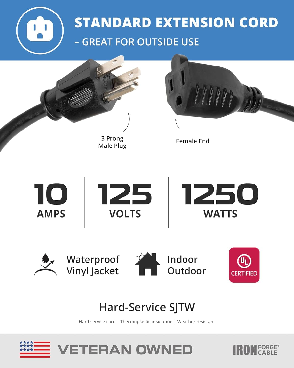 Power Up Your Outdoors with the 2 Pack 100 Ft Heavy Duty Black Extension Cord - Weatherproof & Perfect for All Your Electrical Needs!