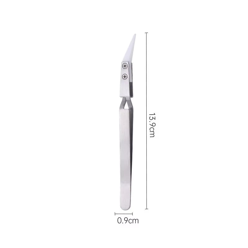 1200° Ceramic Tipped Stainless Steel Tweezers Tips Heat Pointed Resistant Tweezer Electronic Soldering Tweezers Fine Pointed Tip