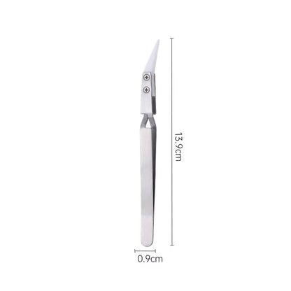 1200° Ceramic Tipped Stainless Steel Tweezers Tips Heat Pointed Resistant Tweezer Electronic Soldering Tweezers Fine Pointed Tip
