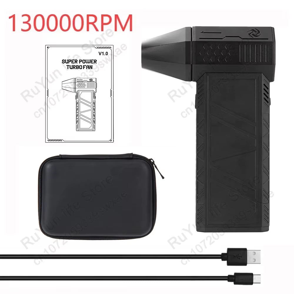 Mini Turbo Jet Fan Electric Air Duster with Adjustable Speed Settings (1 & 3 Gears), 130,000 RPM, 52 m/s - Car and Computer Cleaning Blower Tool Kit