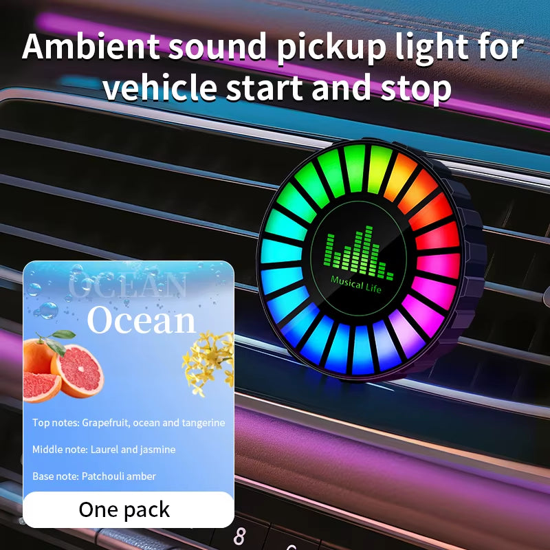 Transform Your Drive with the Stylish Car USB Aromatherapy Round Pickup Lamp - Experience Ocean Fragrance and RGB Ambiance