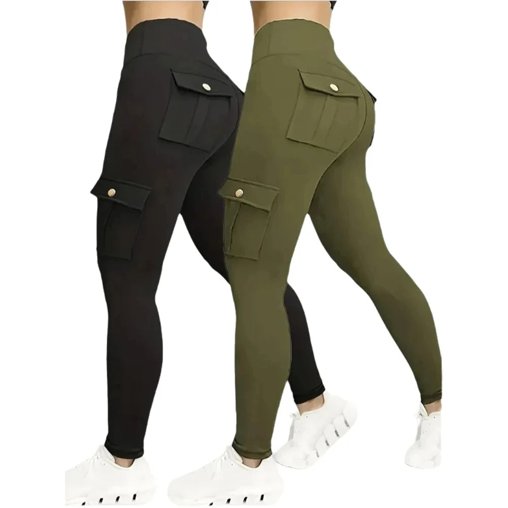 Elevate Your Workout with Our Seamless High-Waist Yoga Cargo Leggings for Women – Stylish with Pockets and Hip Lifting Design!