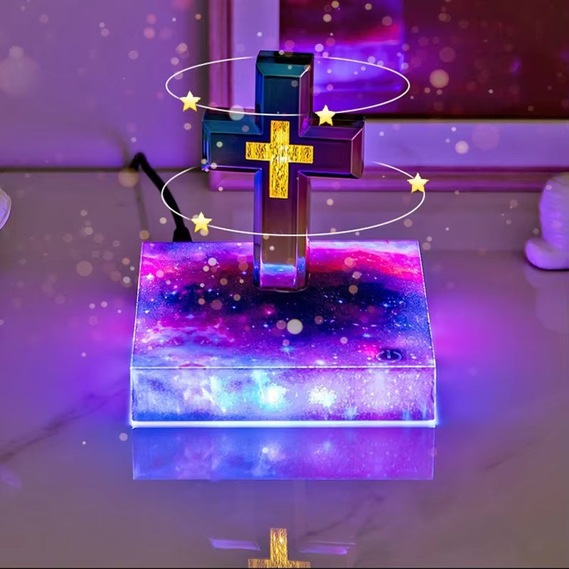 Illuminate Your Faith with the Levitating Cross Lamp - A Stunning Magnetic Night Light for Christian Homes