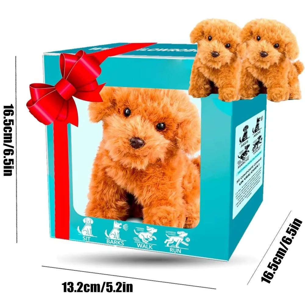 Interactive Realistic Robotic Puppy with Tail Wagging and Barking Features - Plush Walking Dog Toy for Kids