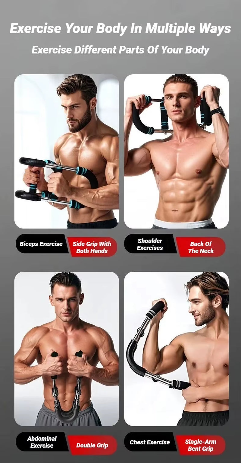 Revolutionary Adjustable U-Shaped Arm Exerciser with Comfortable Foam Handles - Your Ultimate Spring Workout Bar for Strength Training and Muscle Expansion!