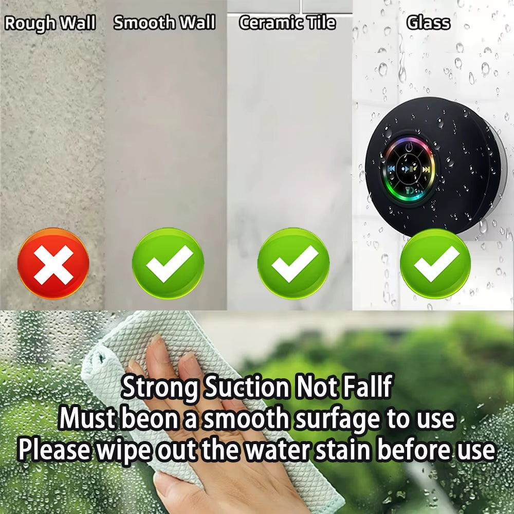 Transform Your Shower Experience with the IPX4 Waterproof Bluetooth Speaker - LED Lighting & Suction Cup for Ultimate Convenience