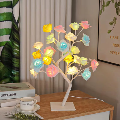 Enchanting 36LED/108LED Rose Light String Table Lamp - USB & Battery Powered Decorative Night Light for Parties, Weddings, and Home Decor