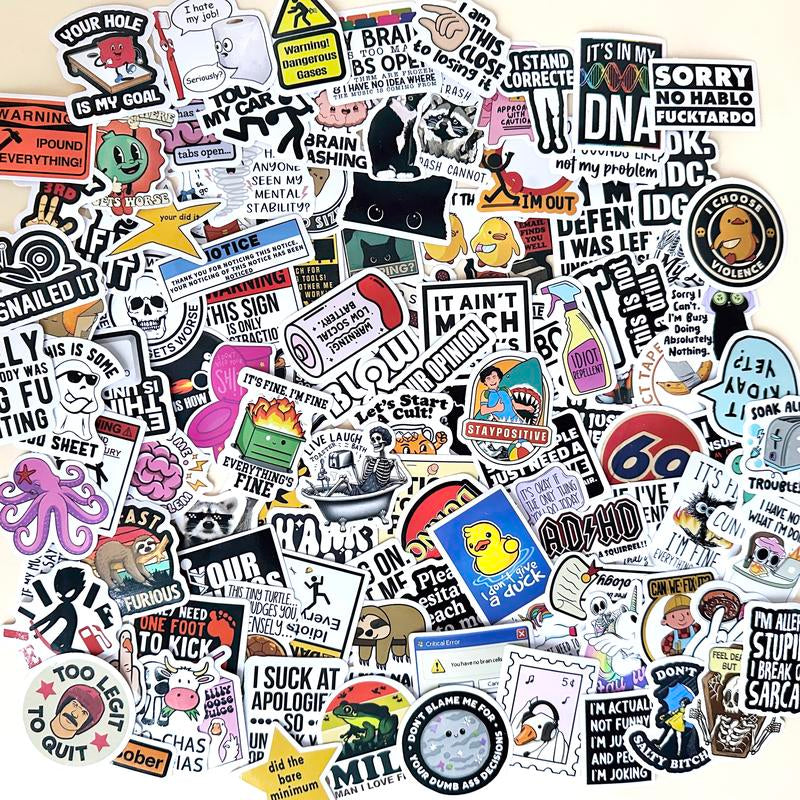 130PCS Hilariously Snarky Vinyl Sticker Pack - Waterproof Memes for Your Laptop, Water Bottle, and More!