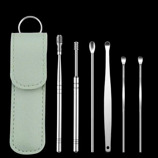Elevate Your Ear Care Routine with Our 6-Piece Stainless Steel Ear Wax Removal Tool Set - Includes Curette & Earpick