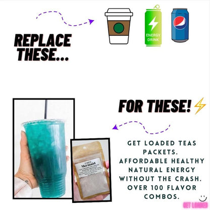 Energize Your Day with Loaded Teas - Sugar-Free & Gluten-Free 32Oz Caffeinated Beverage Mix - Refreshing Energy Powder Drink Made in the USA - 24 Months Freshness Guaranteed
