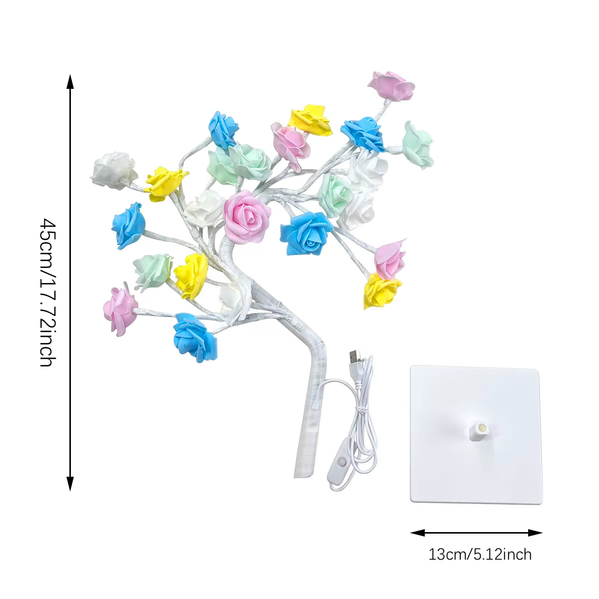 Enchanting 36LED/108LED Rose Light String Table Lamp - USB & Battery Powered Decorative Night Light for Parties, Weddings, and Home Decor