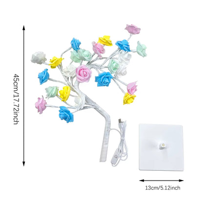 Enchanting 36LED/108LED Rose Light String Table Lamp - USB & Battery Powered Decorative Night Light for Parties, Weddings, and Home Decor