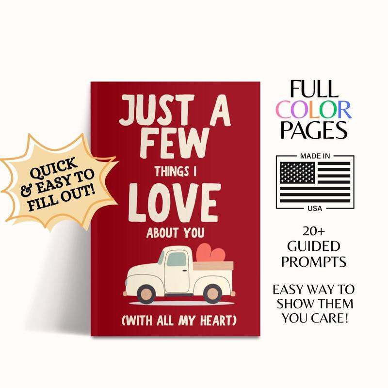 Heartfelt Fill-in-the-Blank Gift Book for Kids and Loved Ones - Just a Few Things I Love About You by LARKINROAD - Ideal for Valentine’s Day, Galentine’s Day, Birthdays, and Mother’s Day