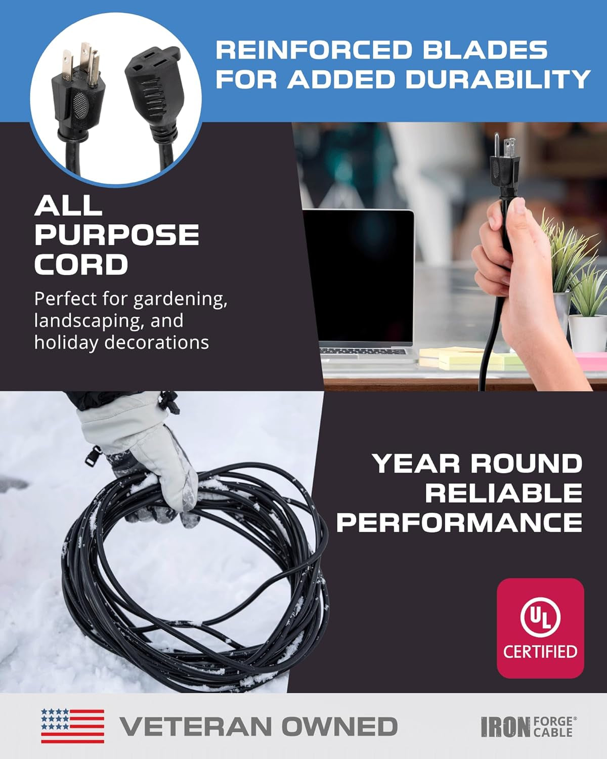 Power Up Your Outdoors with the 2 Pack 100 Ft Heavy Duty Black Extension Cord - Weatherproof & Perfect for All Your Electrical Needs!