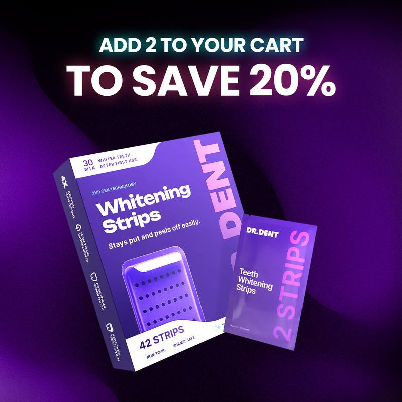 Experience Brilliant Smiles with DR.DENT Purple Teeth Whitening Strips - 7/21 Sessions of Enamel-Safe, Peroxide-Free Whitening for Sensitive Teeth
