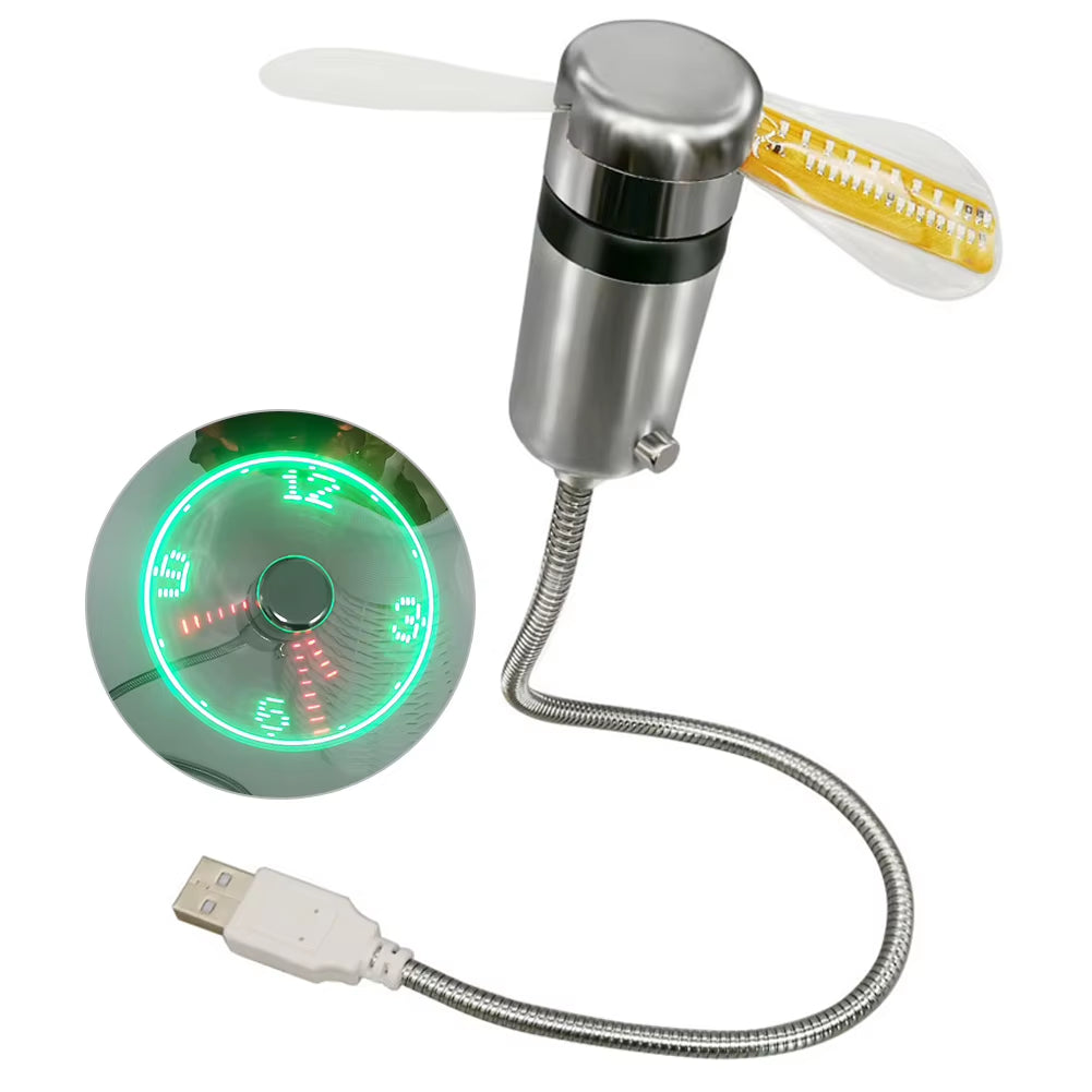 Stay Cool and Stylish with the USB Mini Fan Featuring Real-Time Temperature Display and RGB LED Lights - Perfect for Laptops, PCs, and Notebooks