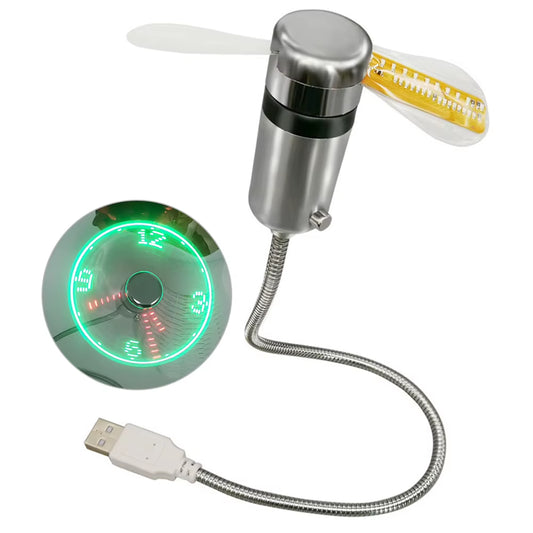 Stay Cool and Stylish with the USB Mini Fan Featuring Real-Time Temperature Display and RGB LED Lights - Perfect for Laptops, PCs, and Notebooks