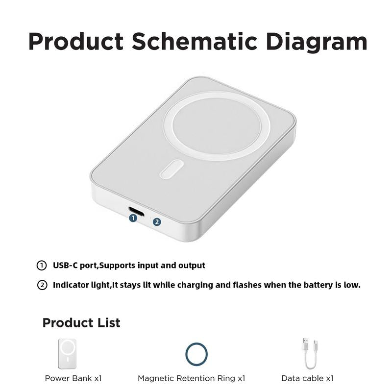 Power Up Your iPhone with the 5000mAh Magnetic Power Bank - Fast Charging Wireless Charger for iPhone 17/16/15/14/13/12/Plus/Pro Max