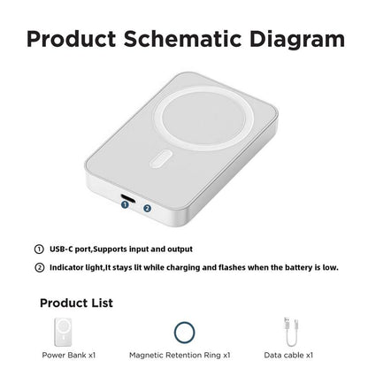 Power Up Your iPhone with the 5000mAh Magnetic Power Bank - Fast Charging Wireless Charger for iPhone 17/16/15/14/13/12/Plus/Pro Max