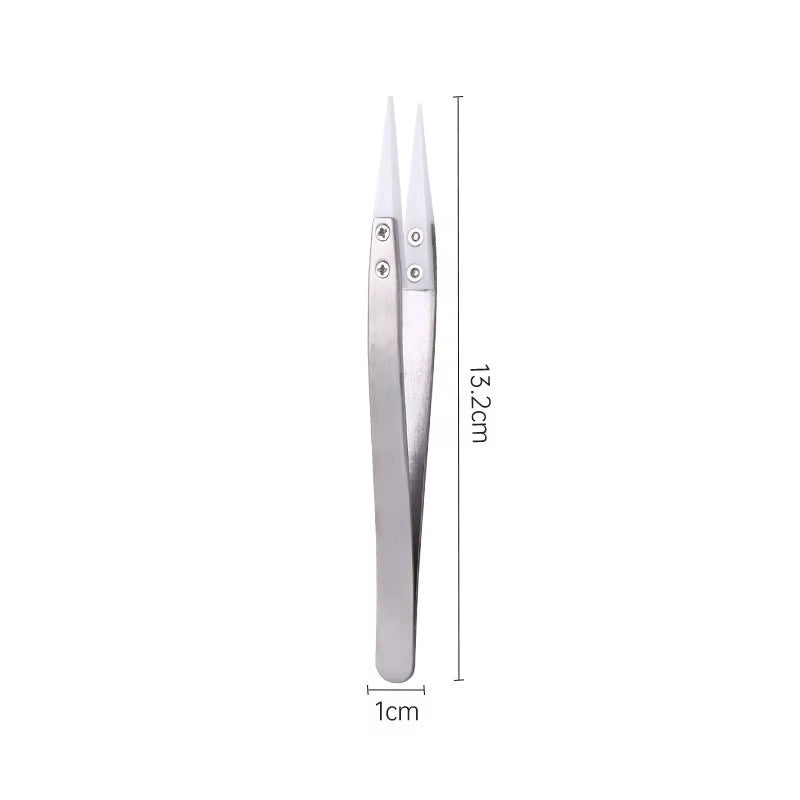 1200° Ceramic Tipped Stainless Steel Tweezers Tips Heat Pointed Resistant Tweezer Electronic Soldering Tweezers Fine Pointed Tip