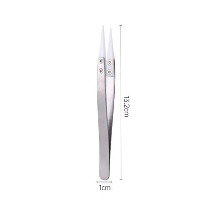 1200° Ceramic Tipped Stainless Steel Tweezers Tips Heat Pointed Resistant Tweezer Electronic Soldering Tweezers Fine Pointed Tip