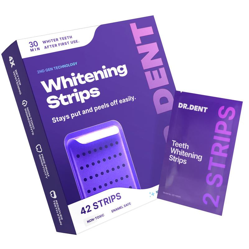 Experience Brilliant Smiles with DR.DENT Purple Teeth Whitening Strips - 7/21 Sessions of Enamel-Safe, Peroxide-Free Whitening for Sensitive Teeth