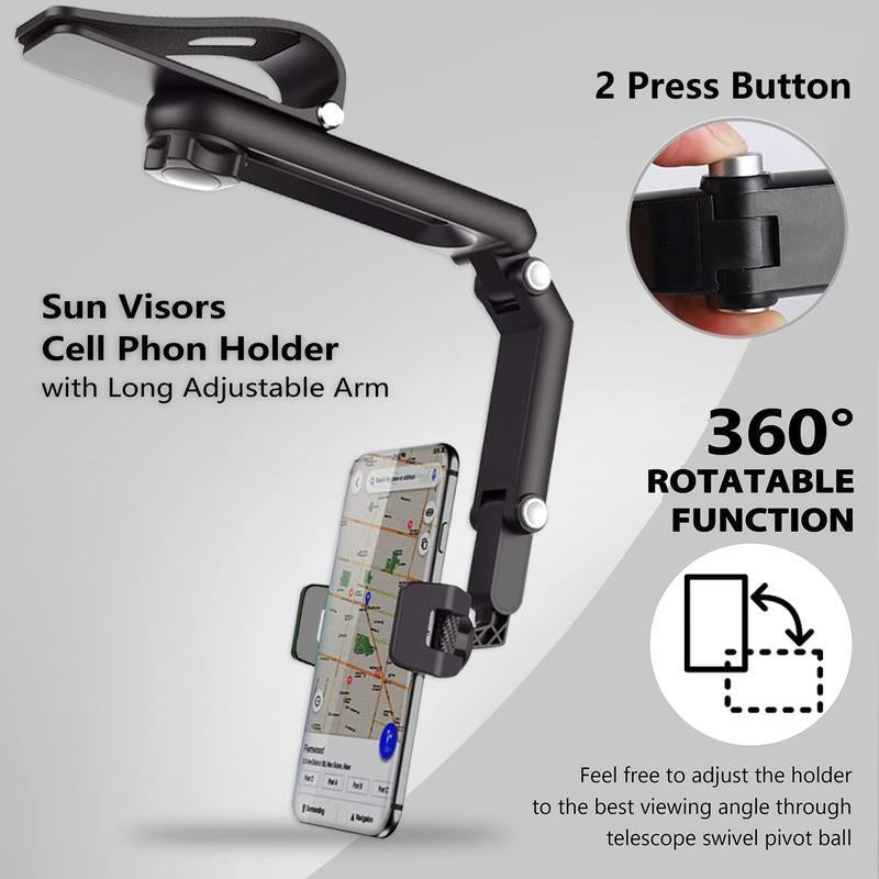 Revolutionary 1080° Multi-Function Sun Visor Phone Holder - Universal 360° Rotating Design for Every Scene