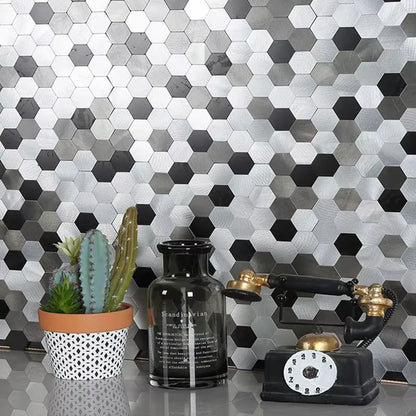 Mosaic Hexagon Peel and Stick Waterproof Aluminum Wall Tile for Kitchen and Bath Backsplash - Fireproof and Self-Adhesive
