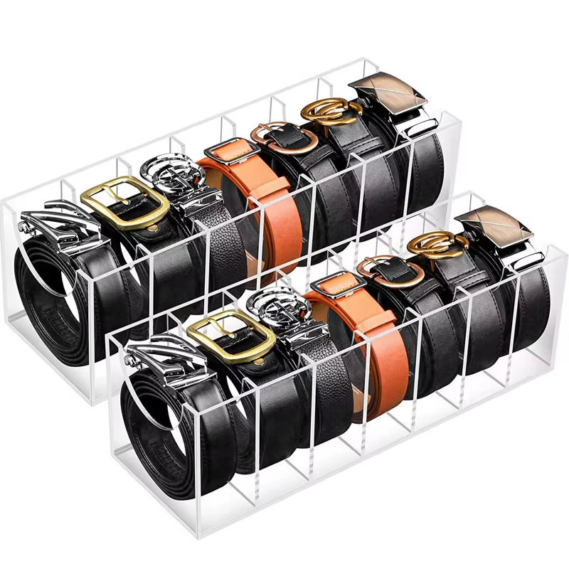 Transform Your Closet with the Stylish Acrylic Belt Organizer – Customizable Grids for Effortless Storage of Ties, Bow Ties, and Belts