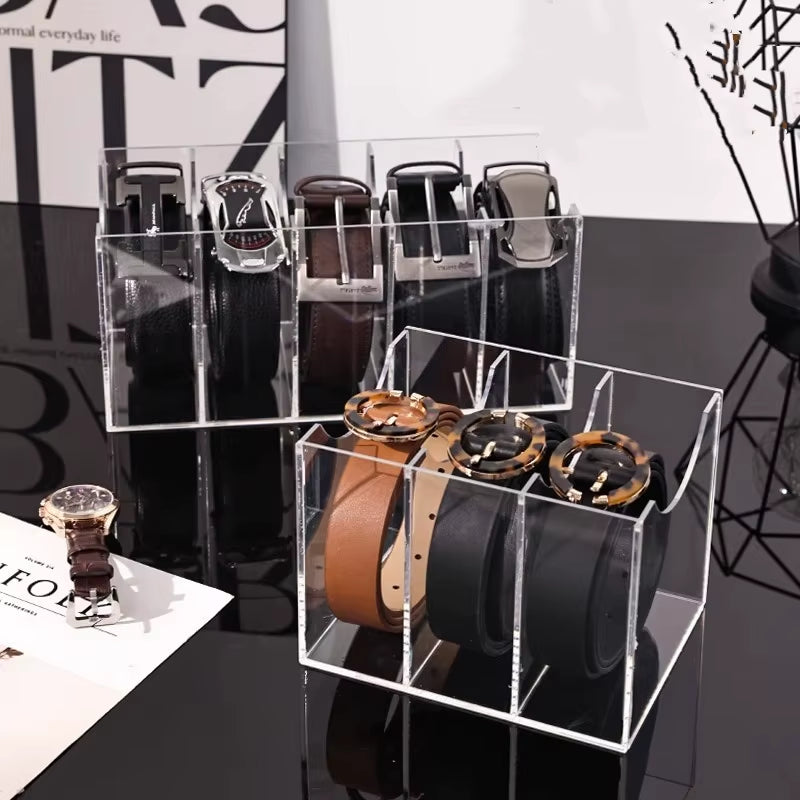 Transform Your Closet with the Stylish Acrylic Belt Organizer – Customizable Grids for Effortless Storage of Ties, Bow Ties, and Belts