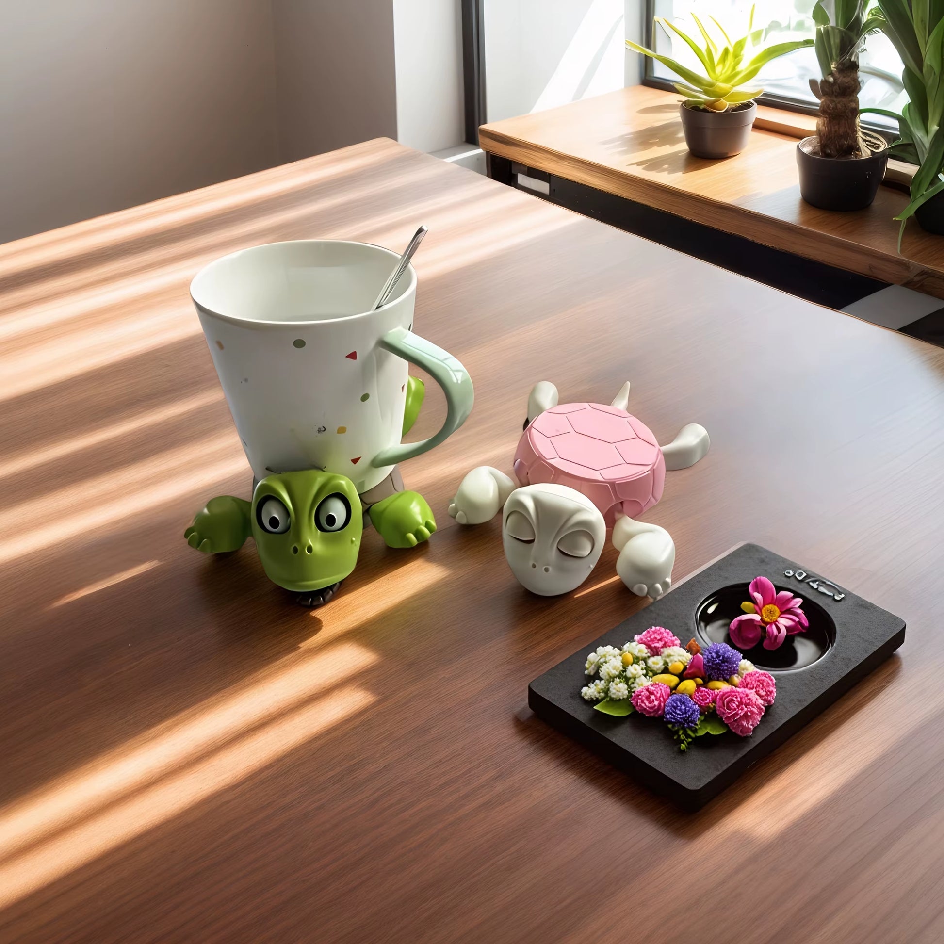 Charming Funny Turtle Coaster - Creative 3D Printed Cup Pad for Coffee, Tea, and Drinks - Eco-Friendly Decorative Tableware