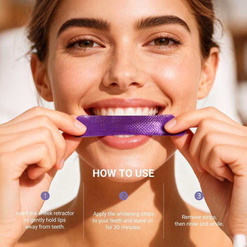 Transform Your Smile with CEELIKE Purple Teeth Whitening Strips - 7/21 Sessions of Enamel-Safe, Non-Sensitive Whitening in Refreshing Cedar Mint Flavor!