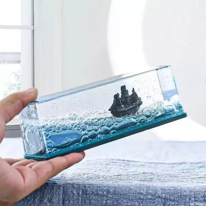 Captivating Black Pearl Pirate Ship Drift Bottle - A Nautical Touch for Your Living Room or Office