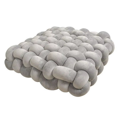 Soft Plush Knot Cushion for Living Room, Hand-Woven Solid Square Sofa Pillow, Woven Seat Cushion for Home Decor