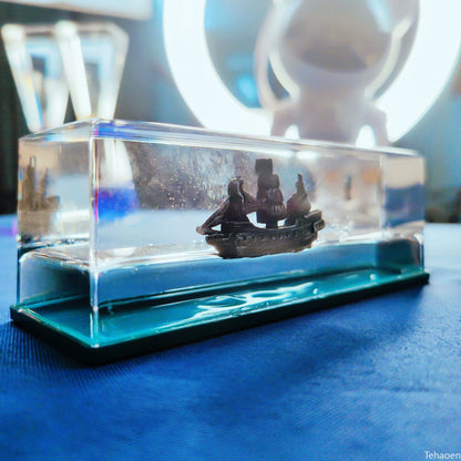 Captivating Black Pearl Pirate Ship Drift Bottle - A Nautical Touch for Your Living Room or Office