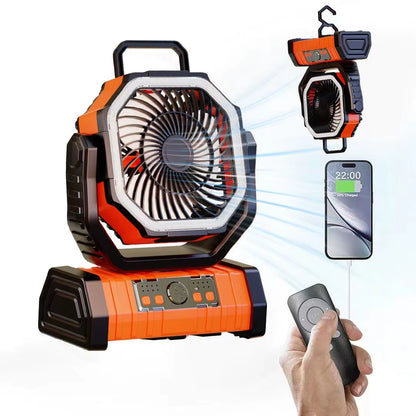 Stay Cool Anywhere: 20000mAh Rechargeable Portable Fan with LED Light and Hook for Outdoor Adventures