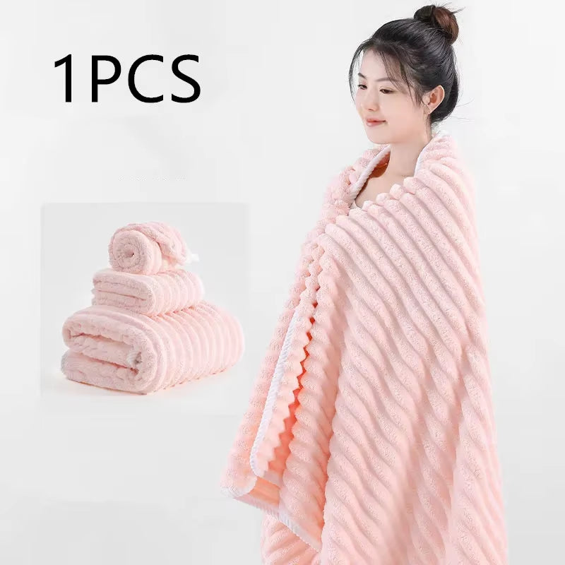 Luxurious Thick Coral Fleece Bath Towel - Ultra Absorbent & Quick Drying for Ultimate Comfort