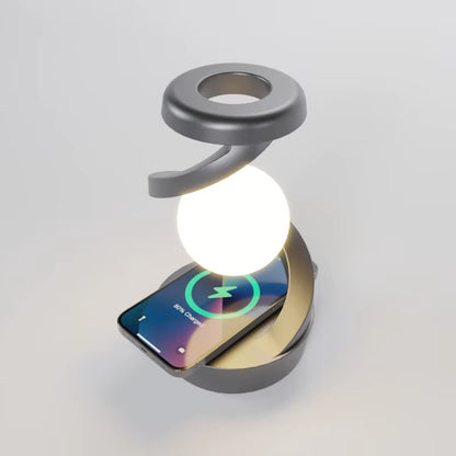 Innovative Creative Table Lamp with Rotating Floating Design and 15W Wireless Charger – RGB Atmosphere Night Light for Holidays