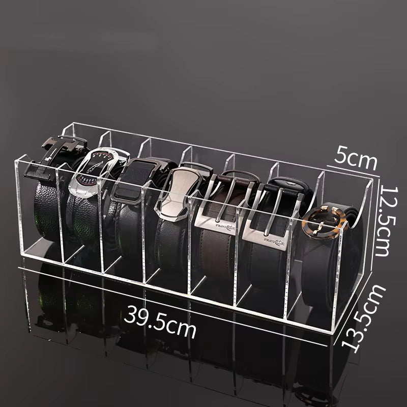 Transform Your Closet with the Stylish Acrylic Belt Organizer – Customizable Grids for Effortless Storage of Ties, Bow Ties, and Belts