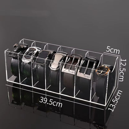 Transform Your Closet with the Stylish Acrylic Belt Organizer – Customizable Grids for Effortless Storage of Ties, Bow Ties, and Belts