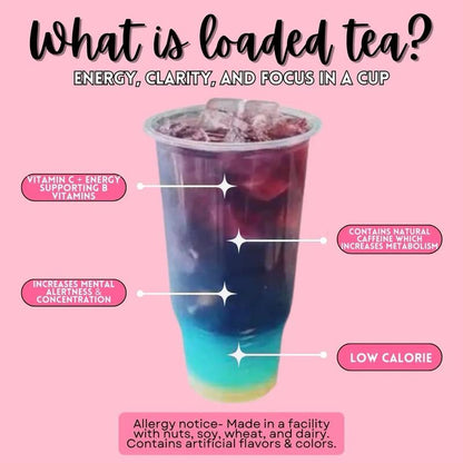 Energize Your Day with Loaded Teas - Sugar-Free & Gluten-Free 32Oz Caffeinated Beverage Mix - Refreshing Energy Powder Drink Made in the USA - 24 Months Freshness Guaranteed