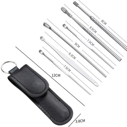 Elevate Your Ear Care Routine with Our 6-Piece Stainless Steel Ear Wax Removal Tool Set - Includes Curette & Earpick