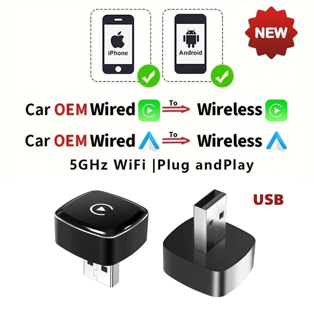 Revolutionary 2-in-1 Type-C Wireless CarPlay and Android Auto Adapter - Transform Your Factory Wired System!