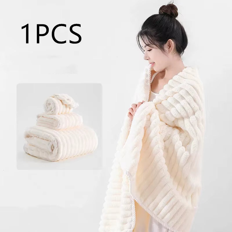 Luxurious Thick Coral Fleece Bath Towel - Ultra Absorbent & Quick Drying for Ultimate Comfort