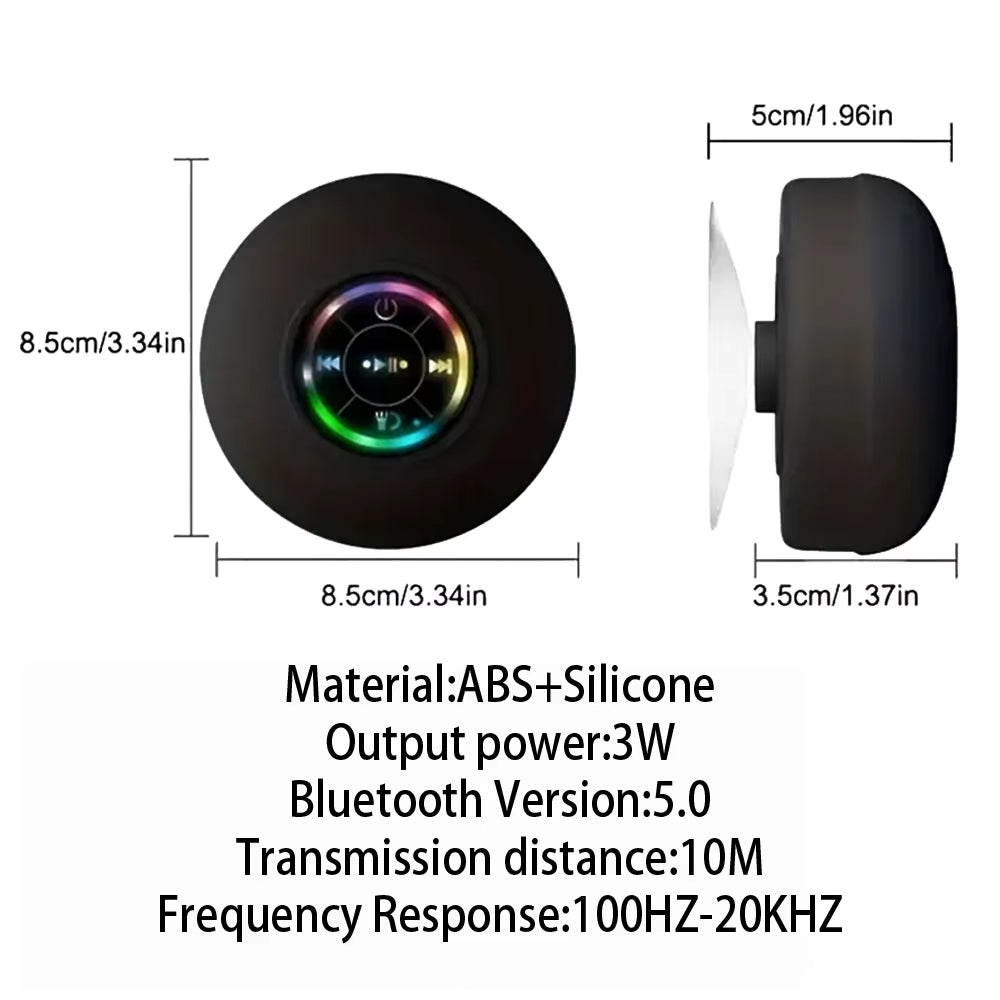 Transform Your Shower Experience with the IPX4 Waterproof Bluetooth Speaker - LED Lighting & Suction Cup for Ultimate Convenience